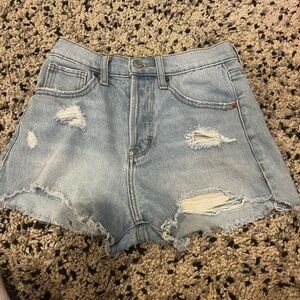 washed blue jean short